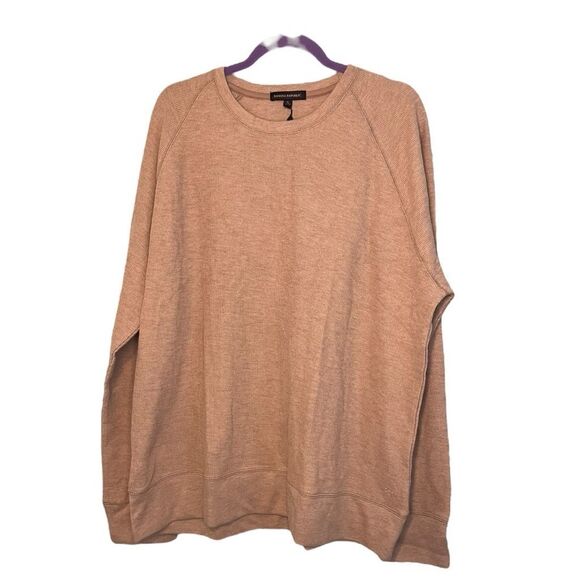 Banana Republic Classic Thermal Shirt Tan Brushed Waffle-Knit Long Sleeve XL - Picture 2 of 7
